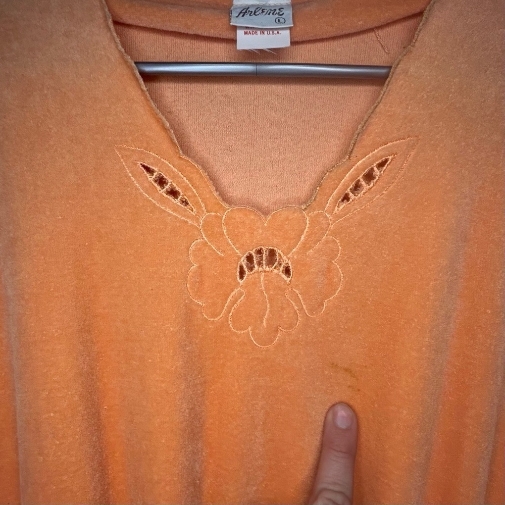 ILGWU Vintage 1970s Orange Velour Dress Ladies Garment Worker Union Collector - Picture 2 of 16